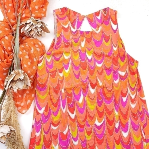 Trina Turk Orange Pink Sleeveless Gorgeous Back Dress Sz 0 - Picture 2 of 13